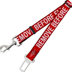 Dog Safety Seatbelt for Cars - Buckle-Down REMOVE BEFORE FLIGHT Red/White