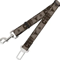 Dog Safety Seatbelt for Cars - Western COWBOY Icons Collage Tan/Browns