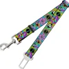Dog Safety Seatbelt for Cars - Funky Alien Flowers Aqua Blue/Multi Color