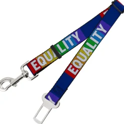 Dog Safety Seatbelt for Cars - EQUALITY Blocks Rainbow/Blue/White