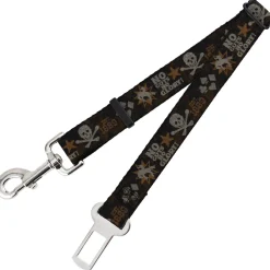 Dog Safety Seatbelt for Cars - Western NO GUTS NO GLORY Skull and Crossbones Browns/Gray