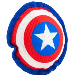 Dog Toy Ballistic Squeaker - Captain America Shield Red White Blue White