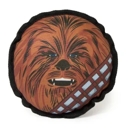 Dog Toy Ballistic Squeaker - Round Star Wars Chewbacca Face CLOSE-UP Brown