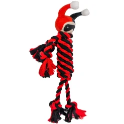 Dog Toy Rope Plush with Squeaker - Harley Quinn with Red Black Rope Body