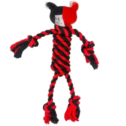 Dog Toy Rope Plush with Squeaker - Harley Quinn with Red Black Rope Body