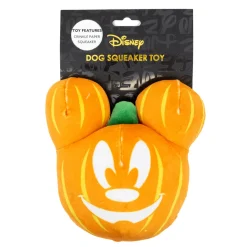 Dog Toy Squeaker Plush - Disney Halloween Mickey Mouse Pumpkin Face