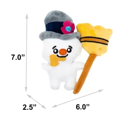 Dog Toy Squeaker Plush - Frosty the Snowman with Broom Full Body Pose
