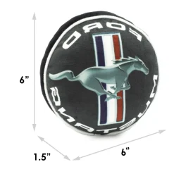 Dog Toy Squeaker Plush - FORD MUSTANG Tri-Bar Logo Script Round