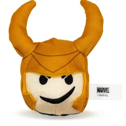 Dog Toy Squeaker Plush - Loki Smirking Face Round