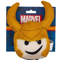 Dog Toy Squeaker Plush - Loki Smirking Face Round