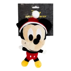 Dog Toy Squeaker Plush - Mickey Mouse Santa Hat Full Body Pose