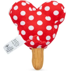 Dog Toy Squeaker Plush - Minnie Mouse Ice Cream with Ears and Bow Red