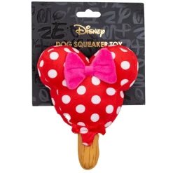 Dog Toy Squeaker Plush - Minnie Mouse Ice Cream with Ears and Bow Red