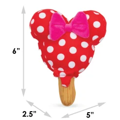 Dog Toy Squeaker Plush - Minnie Mouse Ice Cream with Ears and Bow Red