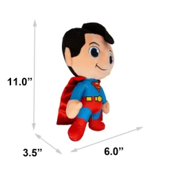 Dog Toy Squeaker Plush - Superman Chibi Full Body Standing Pose with Corduroy Hair