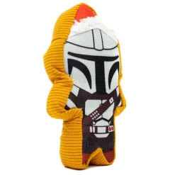 Dog Toy Squeaker Plush - Star Wars Holiday Mandalorian Santa Cookie Replica