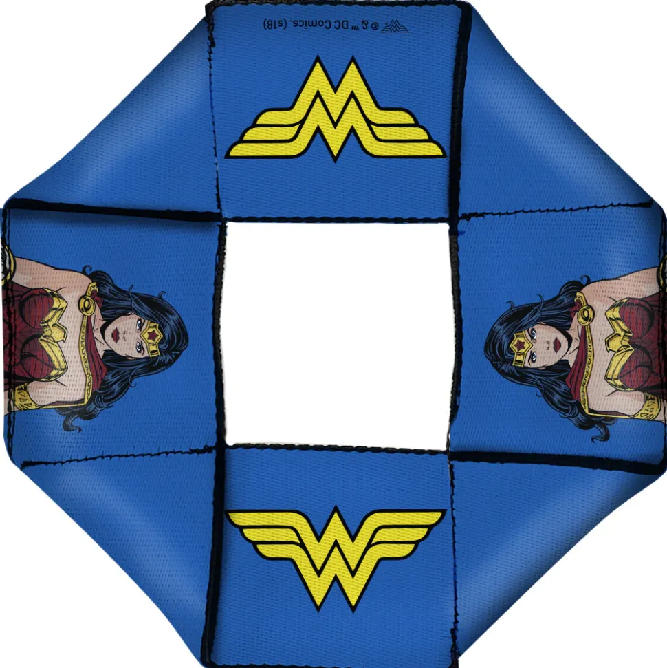 Dog Toy Squeaky Octagon Flyer - Wonder Woman JL Rebirth Pose WW Icon Blue