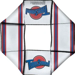 Dog Toy Squeaky Octagon Flyer - Space Jam TUNE SQUAD Logo Stripe White Red Blue