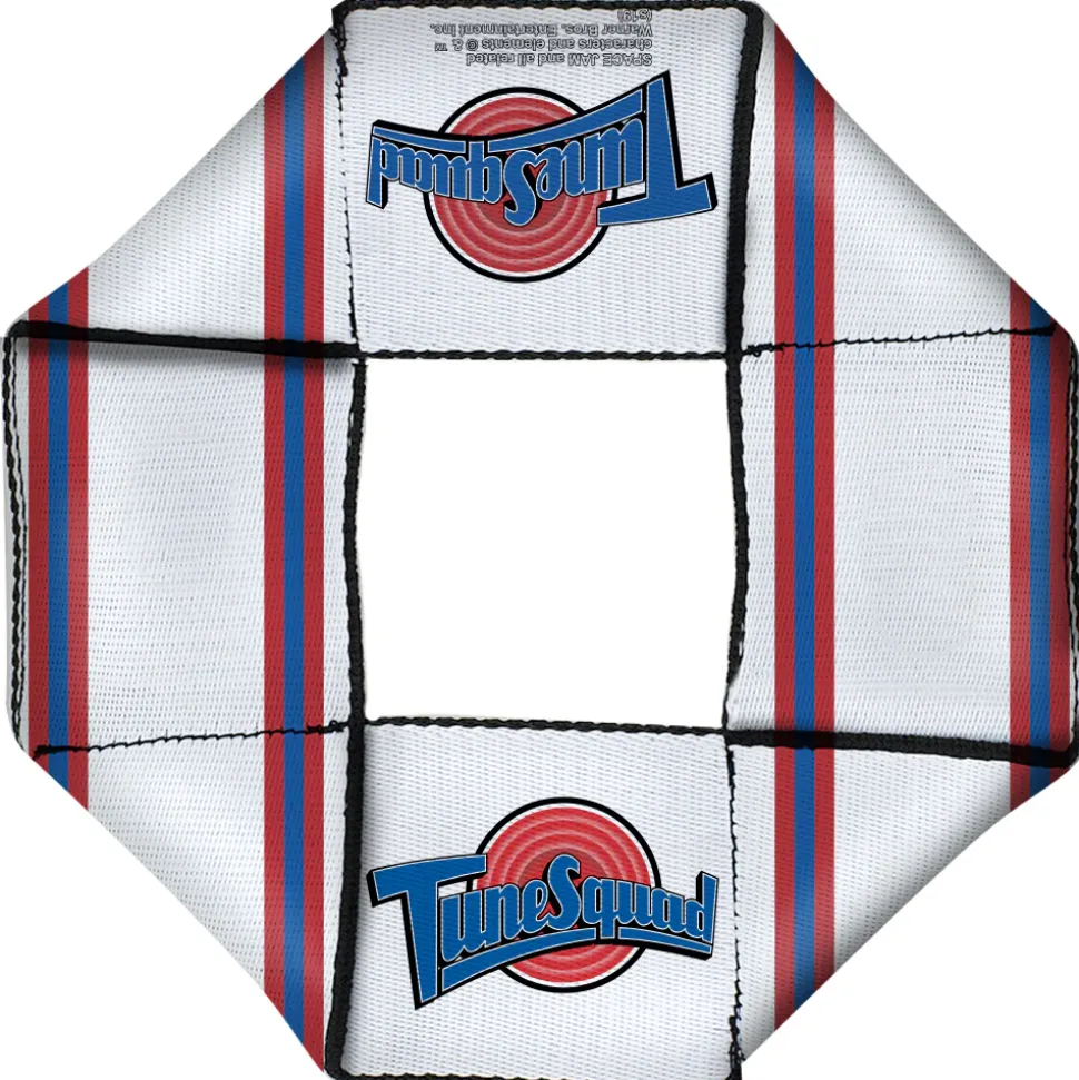 Dog Toy Squeaky Octagon Flyer - Space Jam TUNE SQUAD Logo Stripe White Red Blue