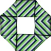 Dog Toy Squeaky Octagon Flyer - Chevron Stripe White/Neon Green/Navy
