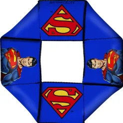Dog Toy Squeaky Octagon Flyer - Superman Pose Shield Icon Blue
