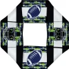 Dog Toy Squeaky Octagon Flyer - Football + Helmet/Scribble Stripe Black/White/Neon Green/Blue