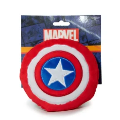 Dog Toy Squeaky Plush - Captain America Shield Red White Blue White