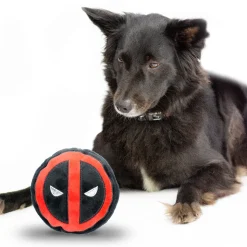 Dog Toy Squeaky Plush - Deadpool Logo Black Red White