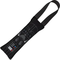 Dog Toy Squeaky Tug Toy - Star Wars Darth Vader Face CLOSE-UP + Utility Belt Elements - BLACK Handle Webbing