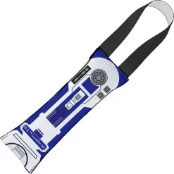 Dog Toy Squeaky Tug Toy - Star Wars R2-D2 Front View + Side View - White Handle Webbing