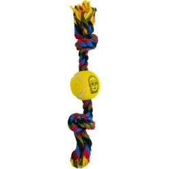 Dog Toy Tennis Ball Rope Toy - Star Wars C3-PO Face Yellow + Multi Color Rope