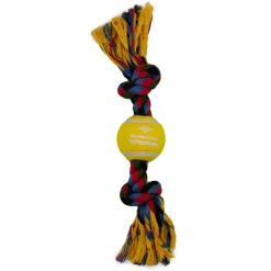 Dog Toy Tennis Ball Rope Toy - Star Wars C3-PO Face Yellow + Multi Color Rope