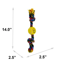 Dog Toy Tennis Ball Rope Toy - Star Wars C3-PO Face Yellow + Multi Color Rope
