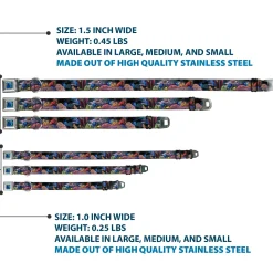 Dory Pose3/Swirls Full Color Blues Seatbelt Buckle Collar - Dory 4-Hiding Poses Under the Sea