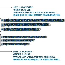 Dory Pose2/Swirls Full Color Blues/Yellows Seatbelt Buckle Collar - Dory Poses/Swirls Blues/Yellows