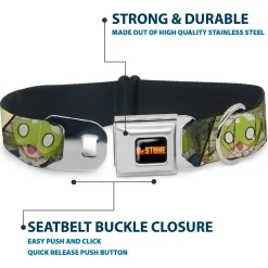 DR. STONE Title Logo Full Color Black/Orange Seatbelt Buckle Collar - DR. STONE Title Logo and Suika Pose Blocks