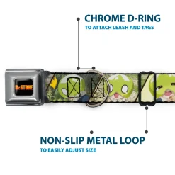 DR. STONE Title Logo Full Color Black/Orange Seatbelt Buckle Collar - DR. STONE Title Logo and Suika Pose Blocks