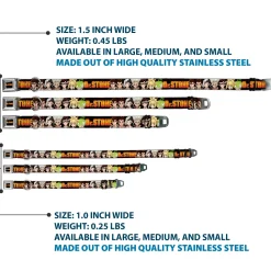 DR. STONE Title Logo Full Color Black/Orange Seatbelt Buckle Collar - DR. STONE Title Logo and Character Group Black