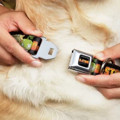 DR. STONE Title Logo Full Color Black/Orange Seatbelt Buckle Collar - DR. STONE Title Logo and Character Group Black