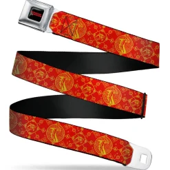 DUNGEONS & DRAGONS Title Logo Full Color Black/Red Seatbelt Belt - Dungeons & Dragons Year of the Dragon Icons Red/Yellow Webbing