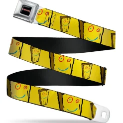 ED EDD N EDDY Title Logo Full Color Black/White/Red Seatbelt Belt - Ed Edd n Eddy Plank Smiling Face Yellow Webbing