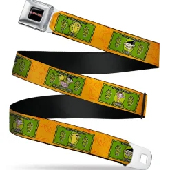 ED EDD N EDDY Title Logo Full Color Black/White/Red Seatbelt Belt - Ed Edd n Eddy Money Notes and Icons Orange/Greens Webbing