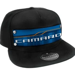 Embellishment Trucker Hat BLACK - Full Color Strap - CAMARO SS Abstract Blues/Orange/White