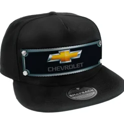 Embellishment Trucker Hat BLACK - Full Color Strap - CHEVROLET Gold Bowtie Grays/Black/Gold
