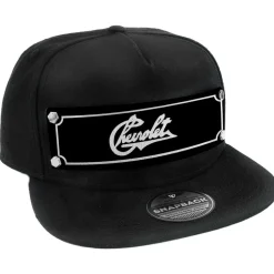 Embellishment Trucker Hat BLACK - Full Color Strap - CHEVROLET Heritage Script Black/White