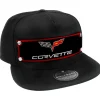 Embellishment Trucker Hat BLACK - Full Color Strap - C6 CORVETTE Logo Red/Black/Gray/White