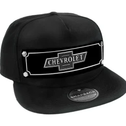 Embellishment Trucker Hat BLACK - Full Color Strap - CHEVROLET Bowtie Emblem Black/White