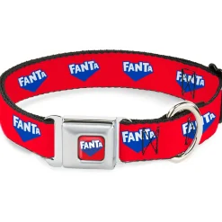 FANTA Logo Full Color Strawberry Red/Blue/White Seatbelt Buckle Collar - FANTA Logo Strawberry Red/Blue/White