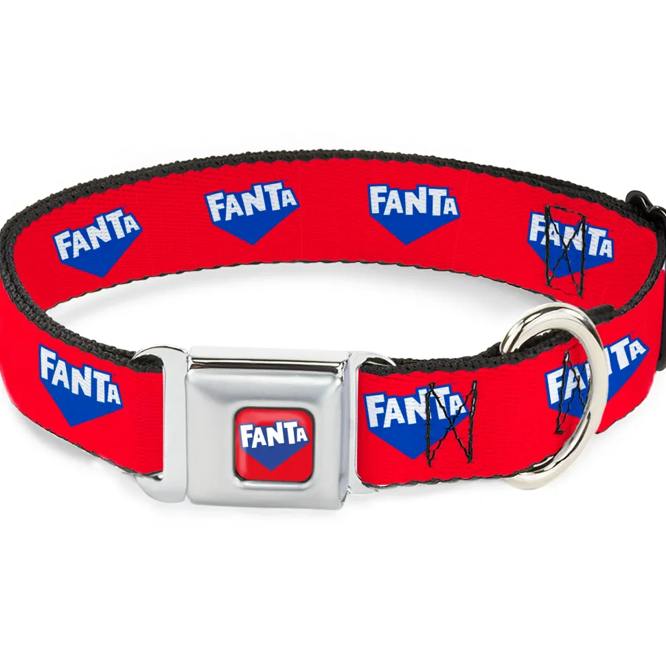FANTA Logo Full Color Strawberry Red/Blue/White Seatbelt Buckle Collar - FANTA Logo Strawberry Red/Blue/White