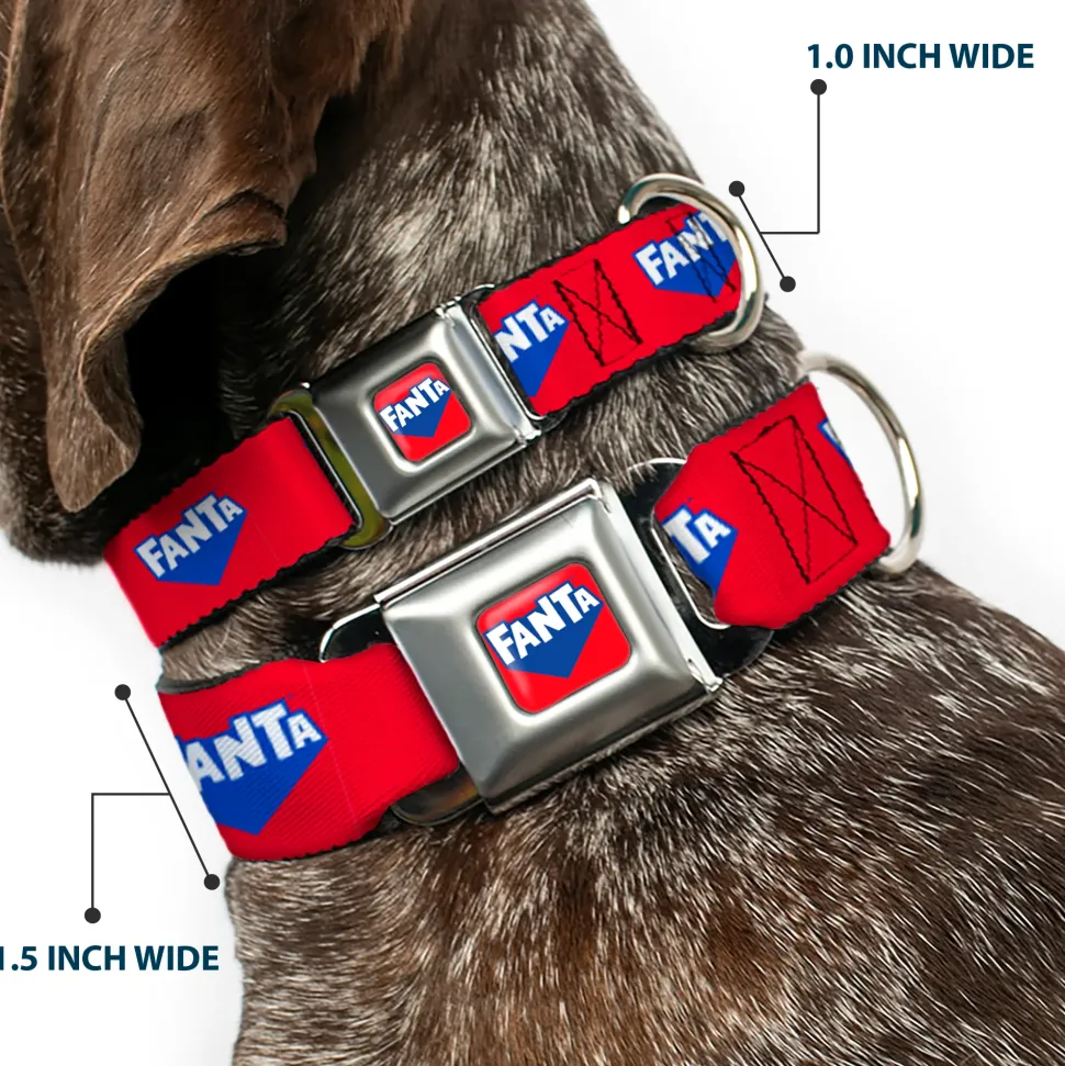 FANTA Logo Full Color Strawberry Red/Blue/White Seatbelt Buckle Collar - FANTA Logo Strawberry Red/Blue/White